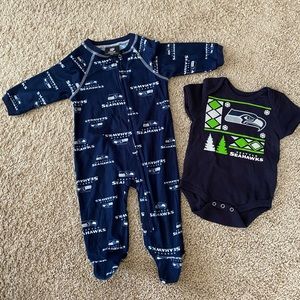 Baby Seahawks onesie and footie pajamas
